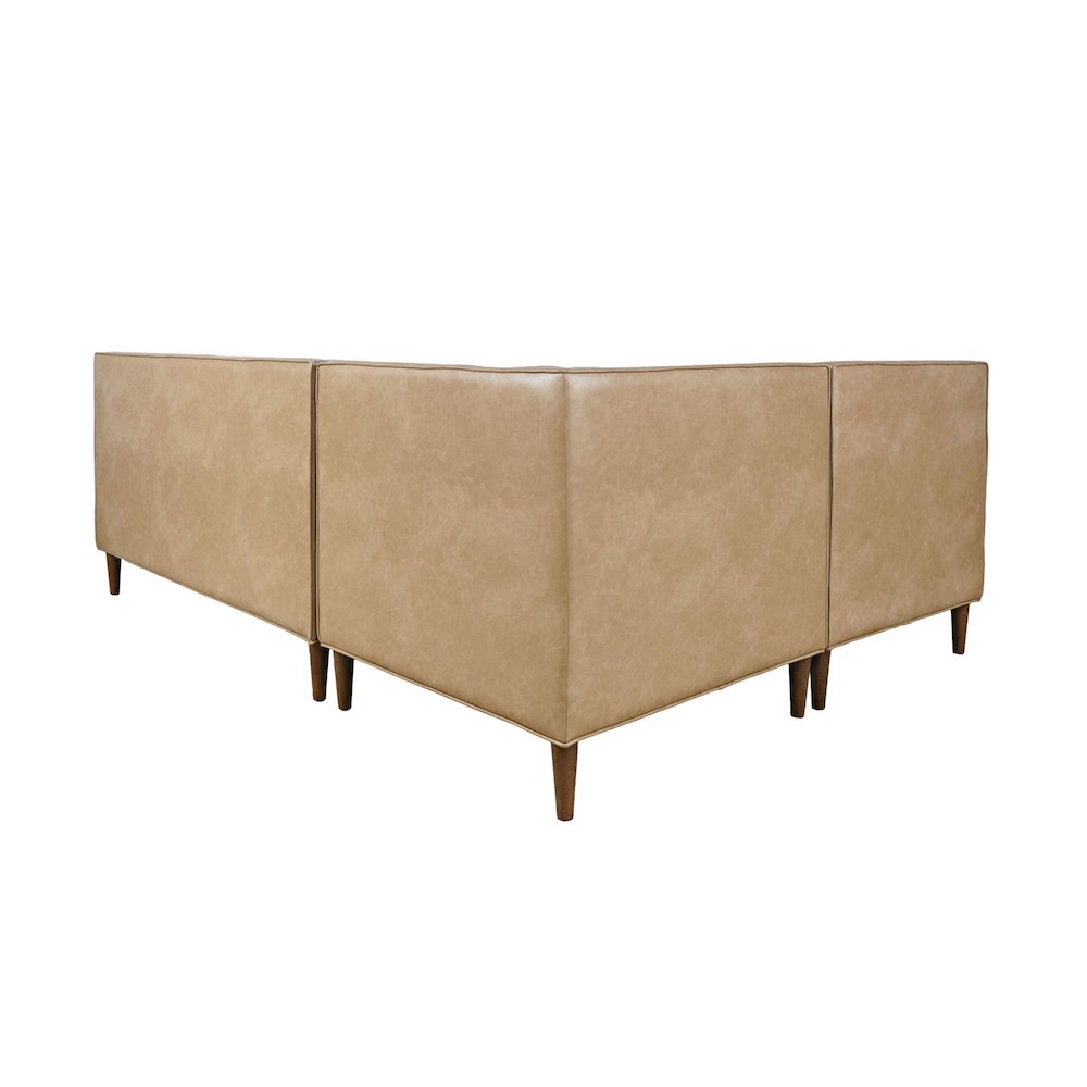 Ruston Modern Banquette Faux Leather Sectional with Four Seats and Corner Wedge. Picture 8