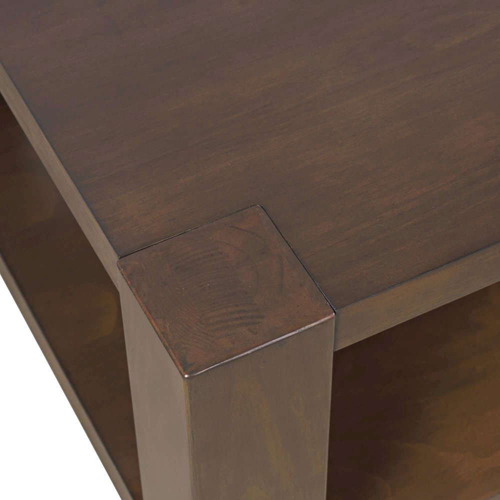Brownstone 50" Transitional Modern Block-Frame Coffee Table, Storage and Wheels. Picture 4