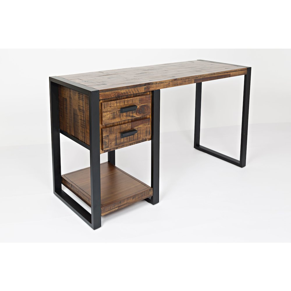 Loftworks 54" Modern Industrial Distressed Acacia Desk with Drawers and Storage. Picture 3