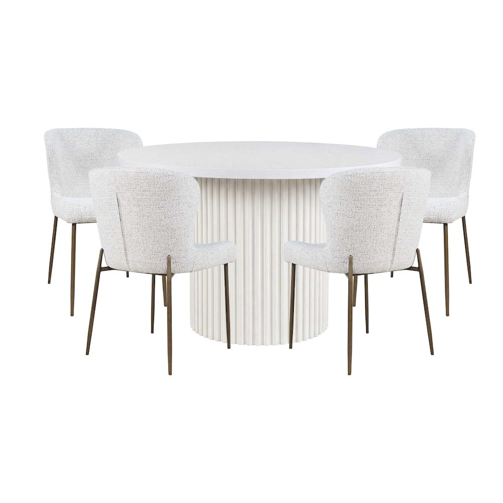 Auden Five Piece Mid-Century Modern Dining Set, Performance Upholstered Chairs. Picture 1