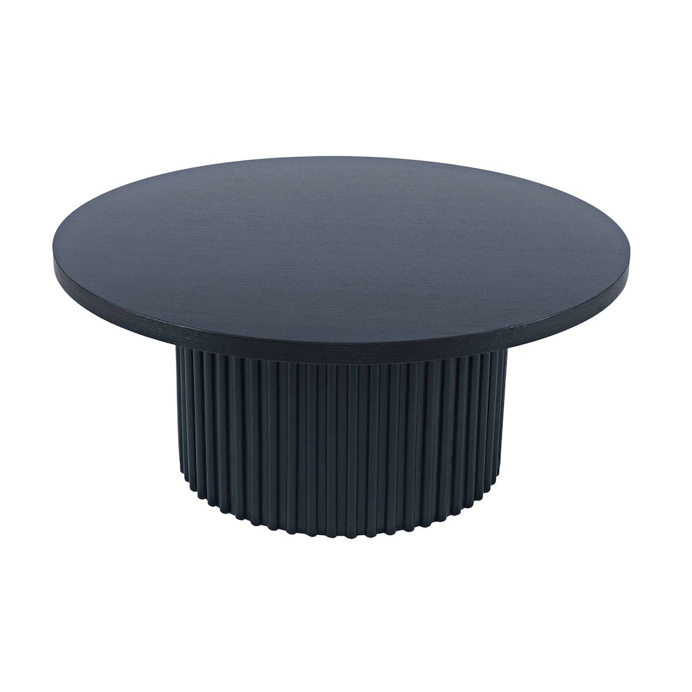 Auden Three Piece Mid-Century Modern Fluted Living Room Coffee and End Table Set. Picture 5