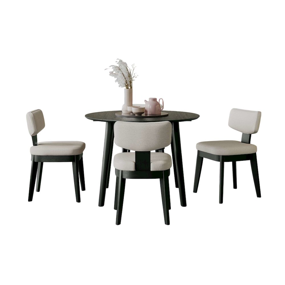 Percy 42" Contemporary 5-Pc Drop-Leaf Dining Set, Upholstered Chairs. Picture 1