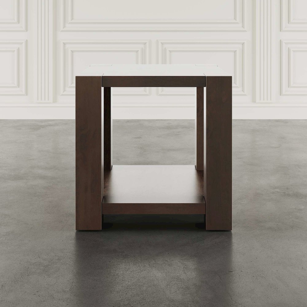 Brownstone 24" Transitional Modern Block-Frame Square End Table with Storage. Picture 7