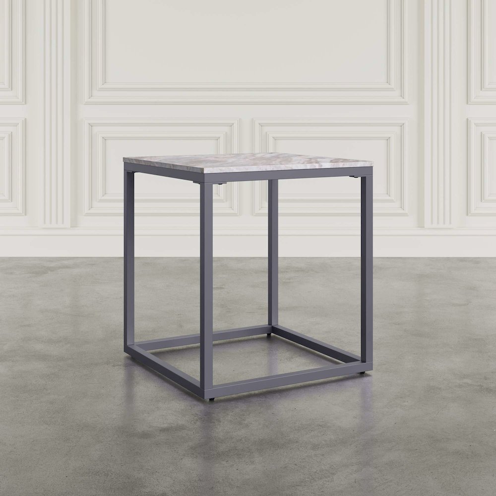 Wynn Modern Luxe Solid Marble Square End Table. Picture 8