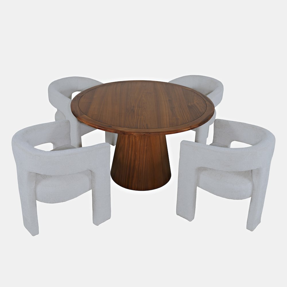 Gwen Luxury Mid-Century Modern Five Piece Dining Set with Upholstered Chairs. Picture 2