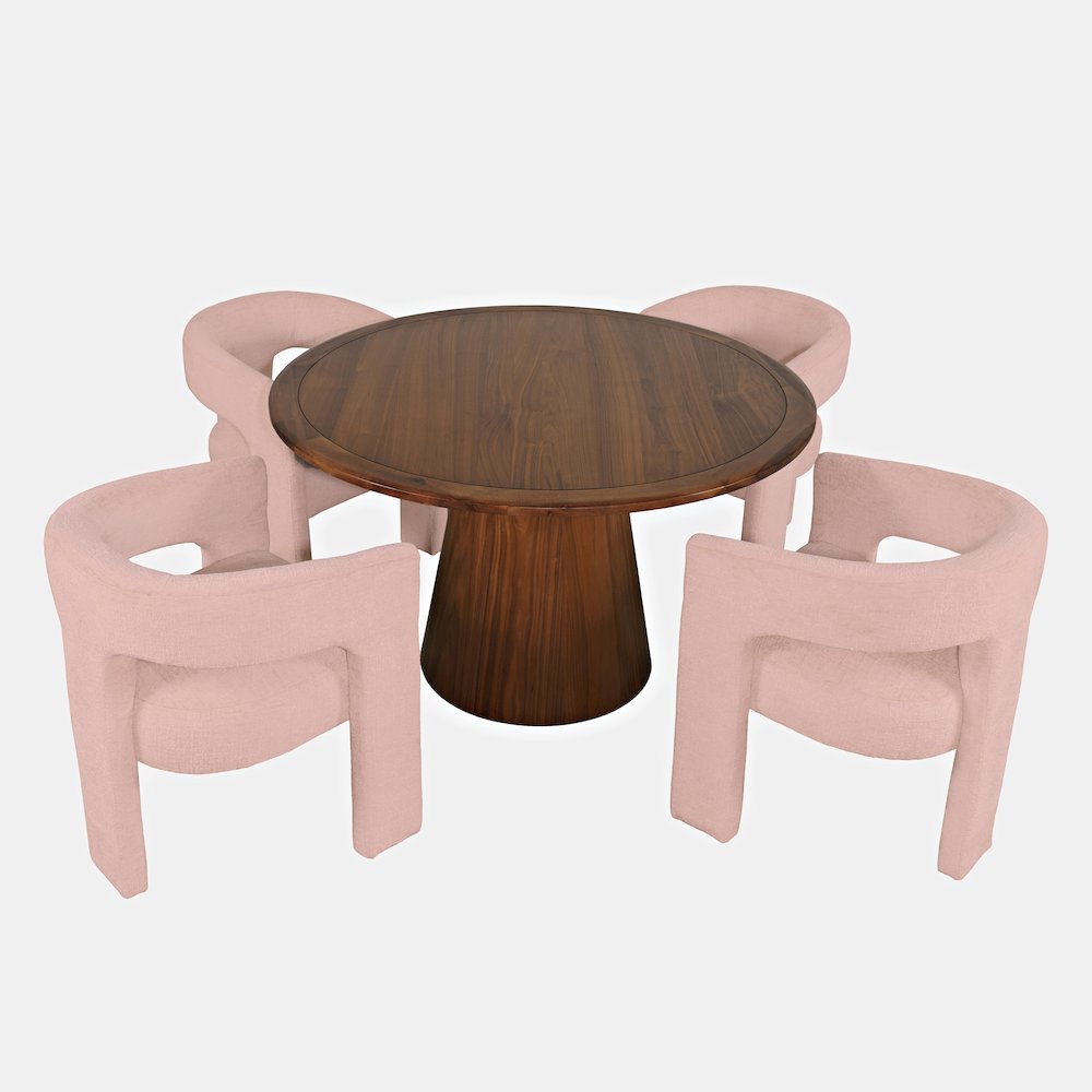 Gwen Luxury Mid-Century Modern Five Piece Dining Set with Upholstered Chairs. Picture 2