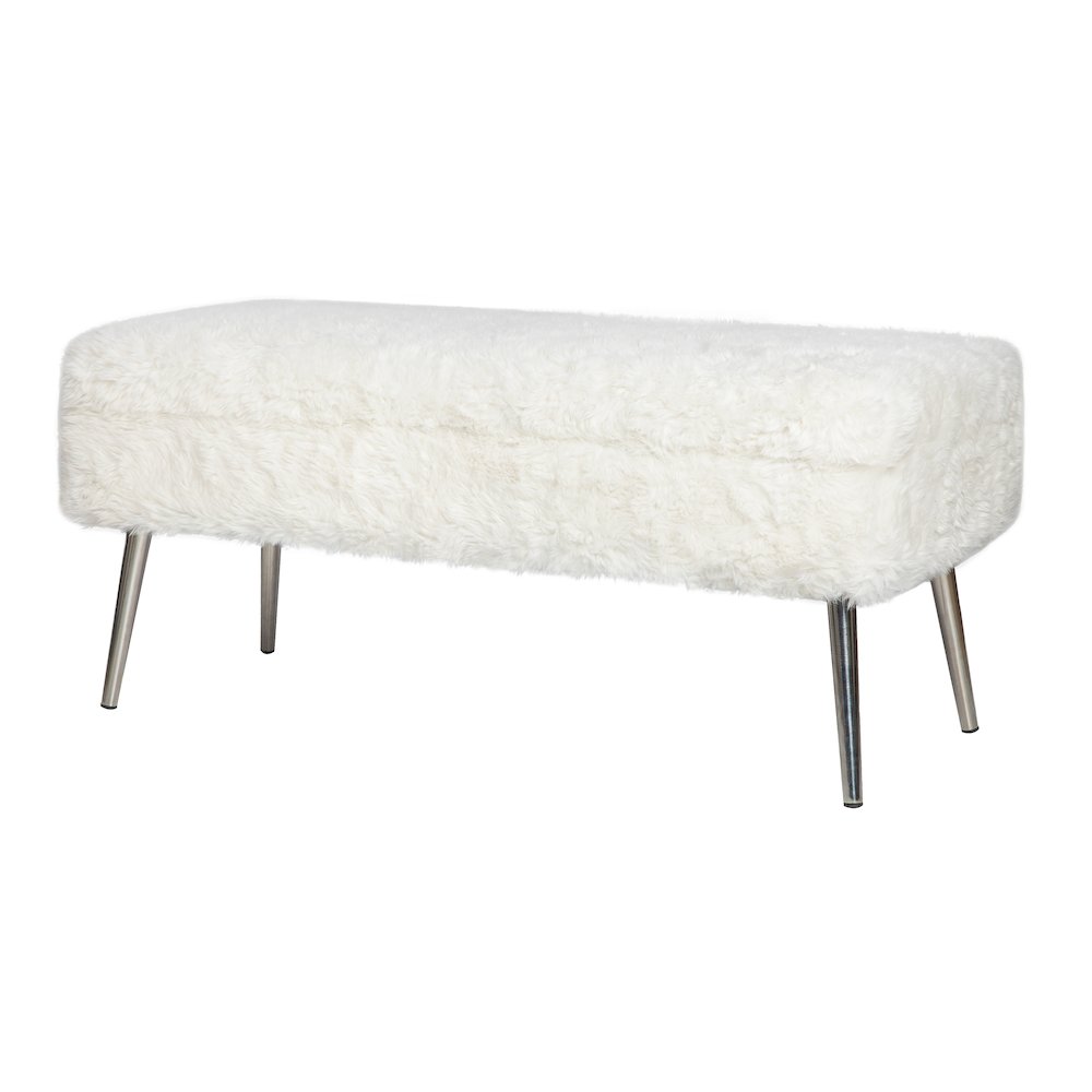 Huggy Luxury Plush Faux Fur Upholstered Storage Bench. Picture 3