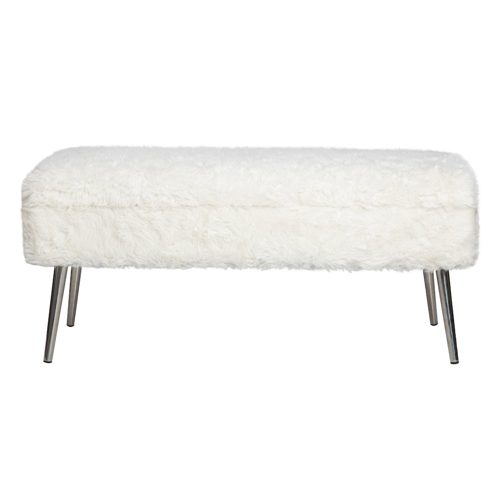 Huggy Luxury Plush Faux Fur Upholstered Storage Bench. Picture 1