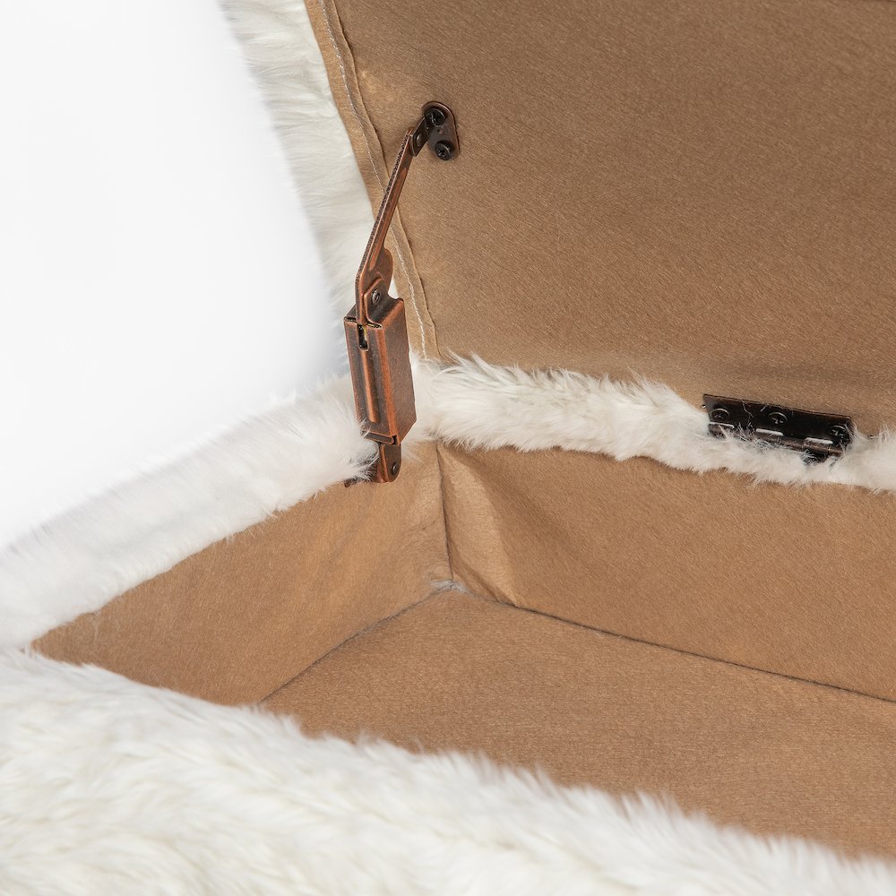 Huggy Luxury Plush Faux Fur Upholstered Storage Bench. Picture 5