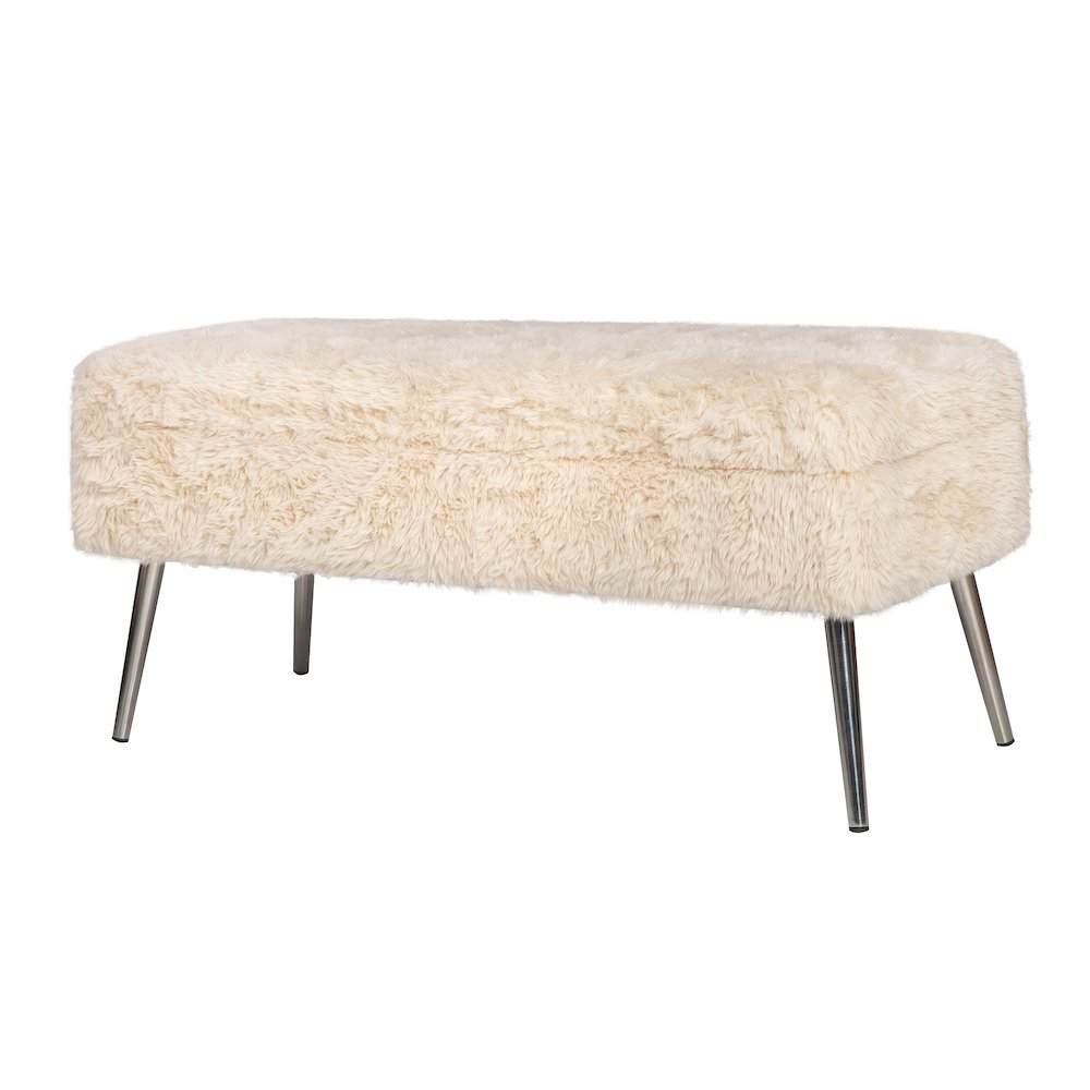 Huggy Luxury Plush Faux Fur Upholstered Storage Bench. Picture 3