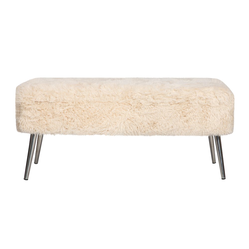 Huggy Luxury Plush Faux Fur Upholstered Storage Bench. Picture 1