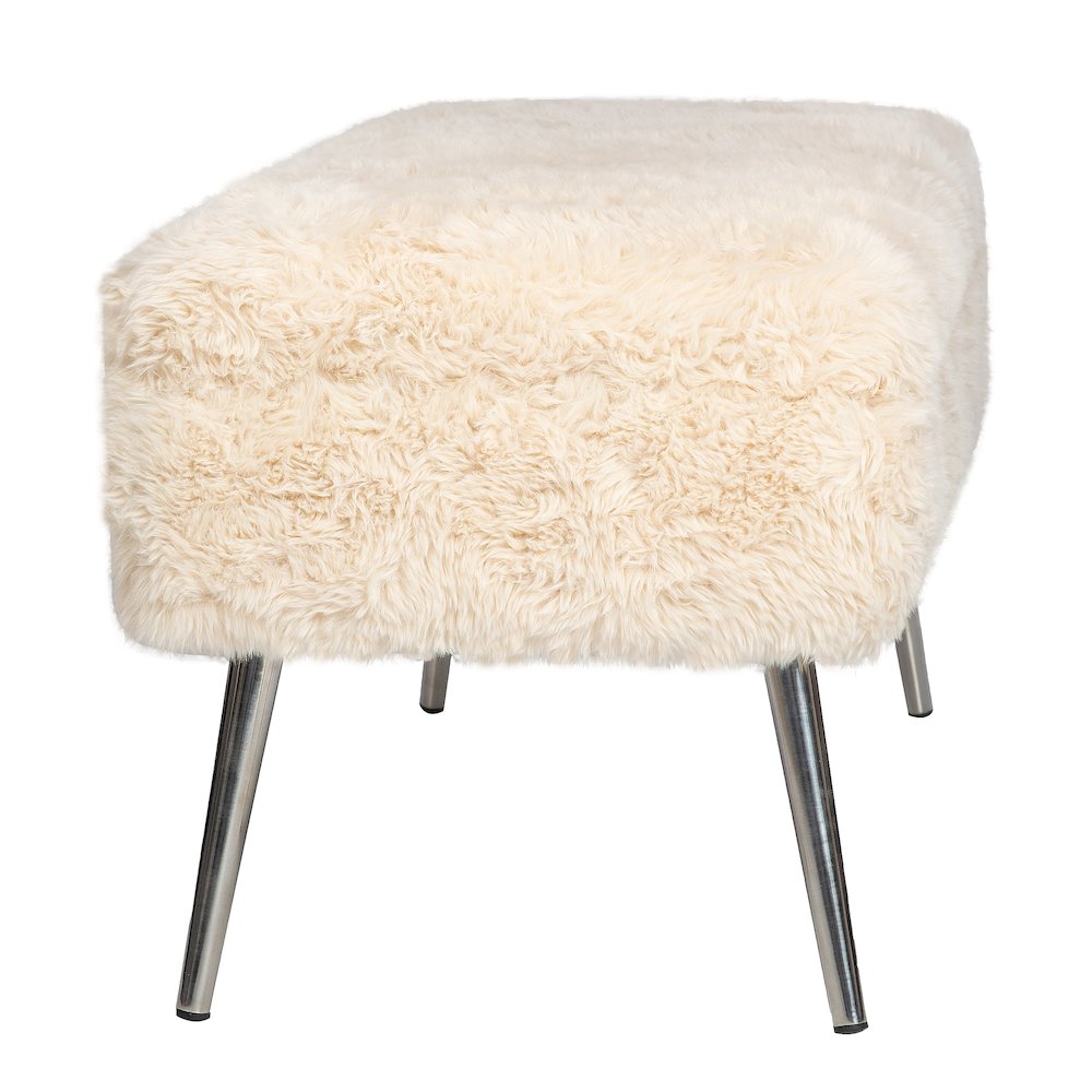 Huggy Luxury Plush Faux Fur Upholstered Storage Bench. Picture 7