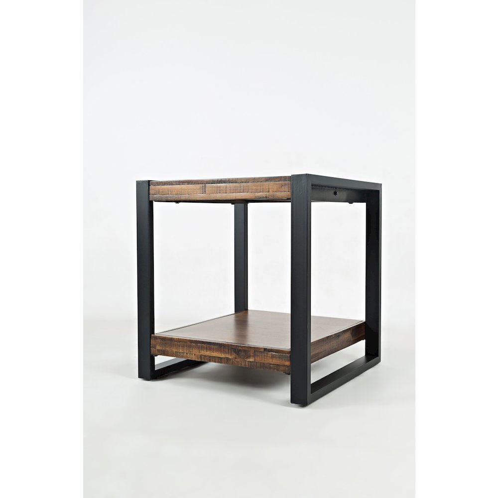 Loftworks Modern Industrial Distressed Acacia End Table. Picture 3