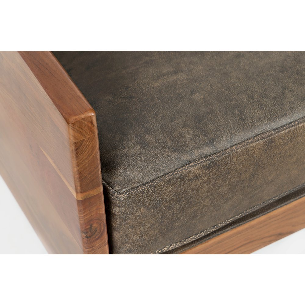 Karma Genuine Leather Solid Wood Rustic Accent Chair. Picture 5