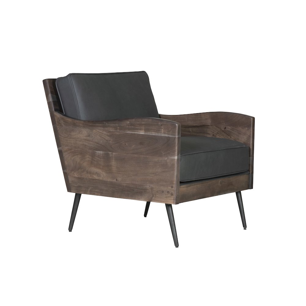 Karma Genuine Leather Solid Wood Rustic Accent Chair. Picture 9
