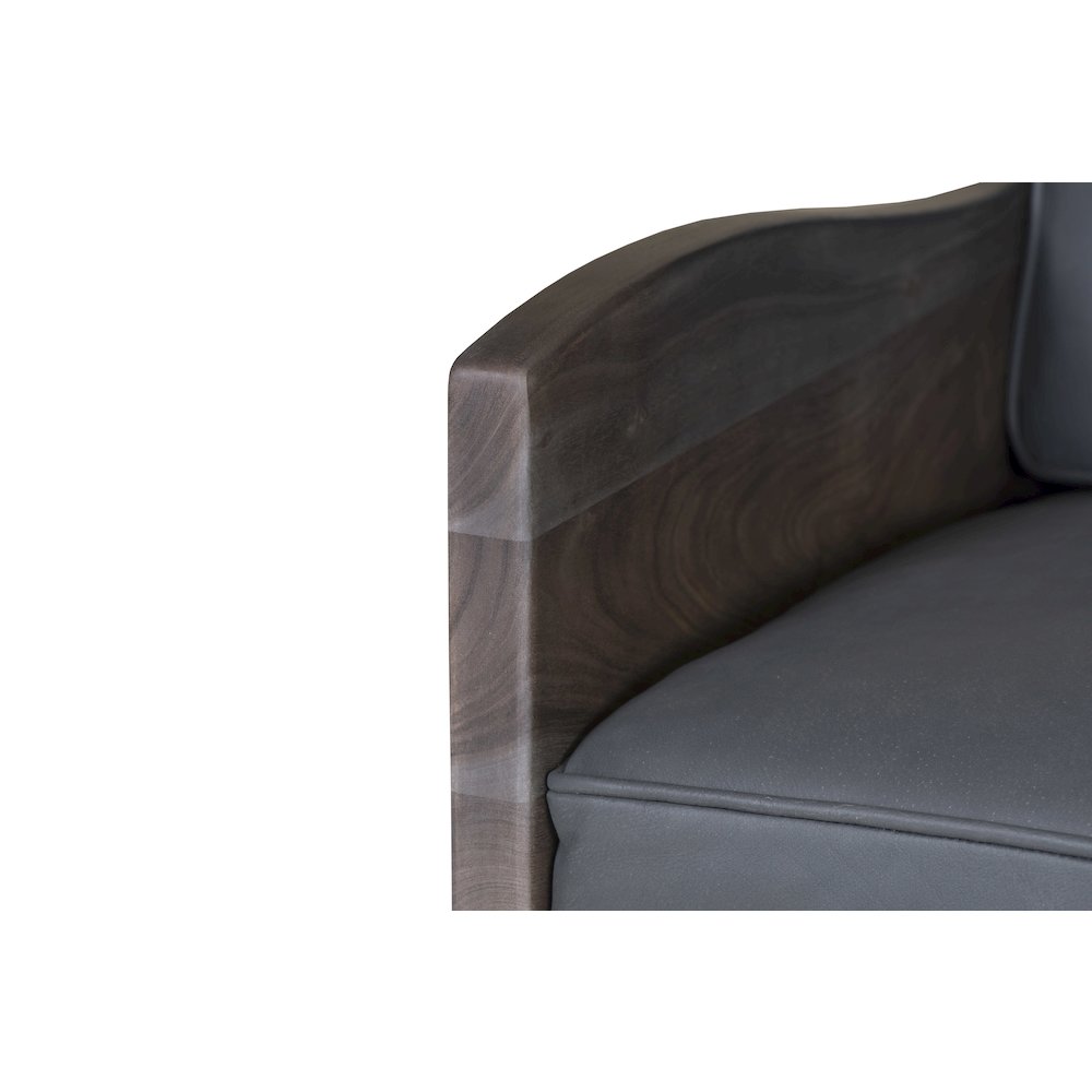 Karma Genuine Leather Solid Wood Rustic Accent Chair. Picture 4