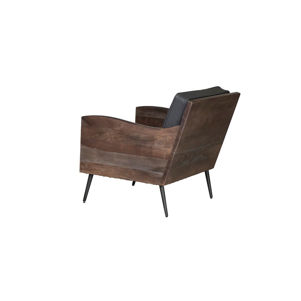 Karma Genuine Leather Solid Wood Rustic Accent Chair. Picture 10