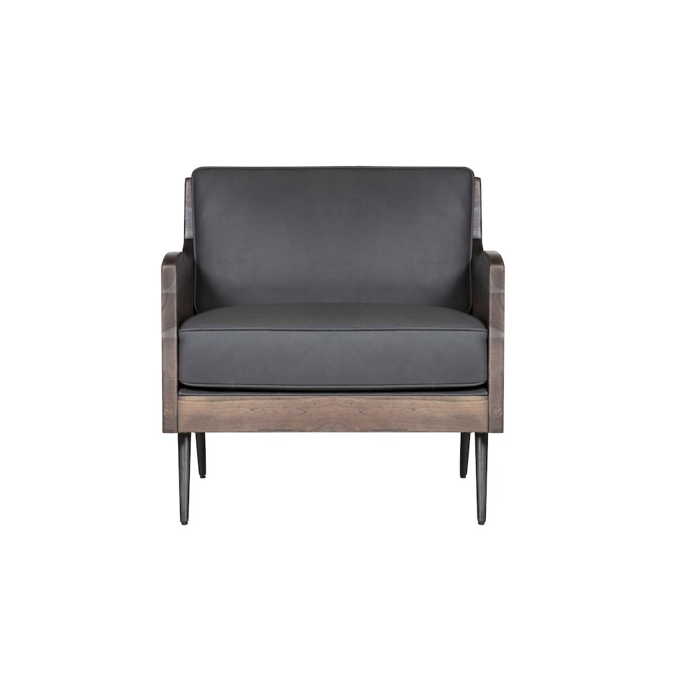 Karma Genuine Leather Solid Wood Rustic Accent Chair. Picture 1
