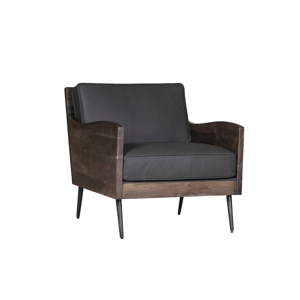 Karma Genuine Leather Solid Wood Rustic Accent Chair. Picture 3