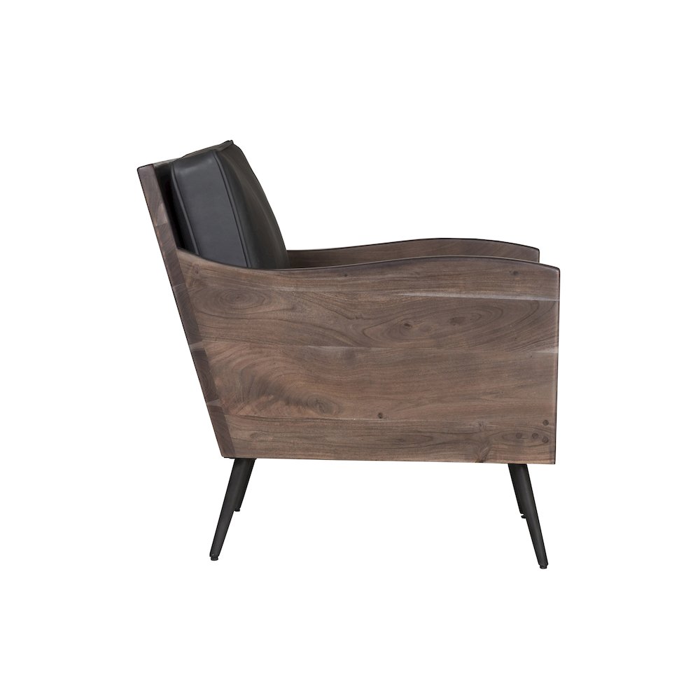 Karma Genuine Leather Solid Wood Rustic Accent Chair. Picture 8