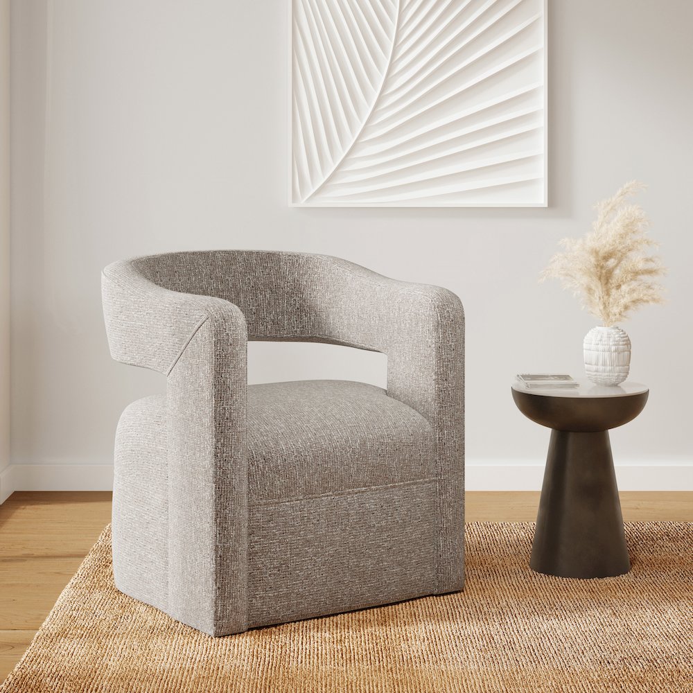 Lexy Modern Sculpted Curved Upholstered Swivel Accent Chair. Picture 7
