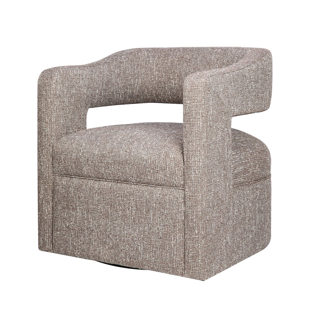 Lexy Modern Sculpted Curved Upholstered Swivel Accent Chair. Picture 2