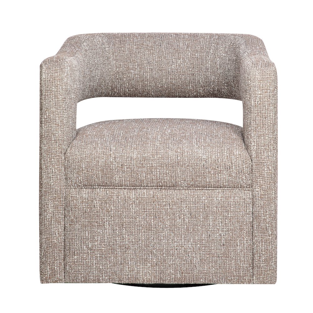 Lexy Modern Sculpted Curved Upholstered Swivel Accent Chair. Picture 1