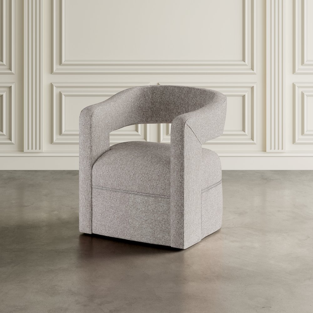 Lexy Modern Sculpted Curved Upholstered Swivel Accent Chair. Picture 9