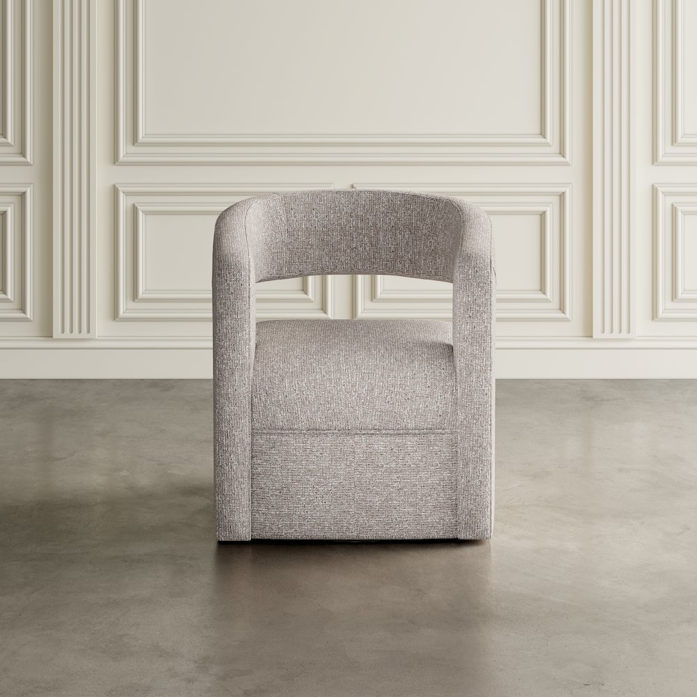 Lexy Modern Sculpted Curved Upholstered Swivel Accent Chair. Picture 8