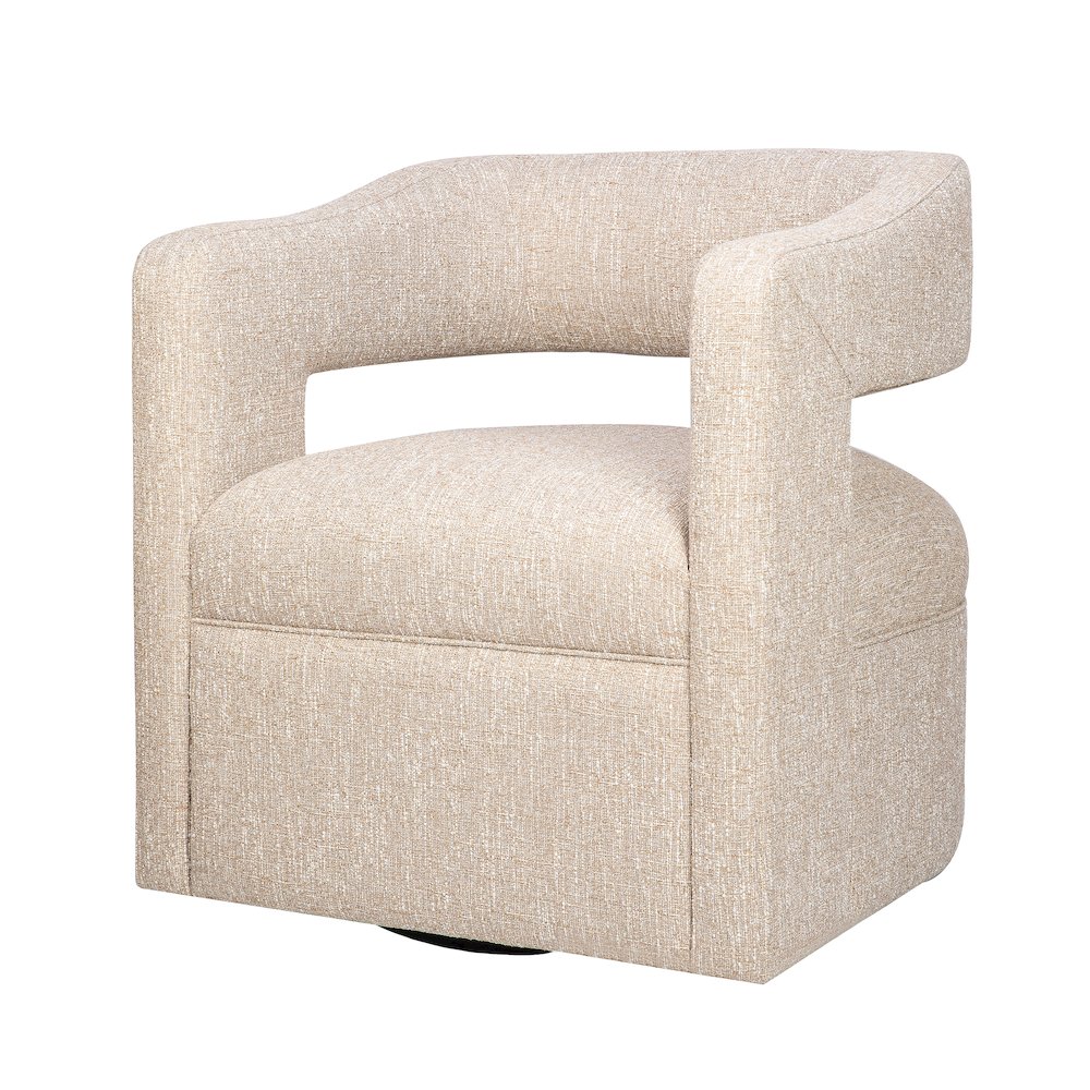 Lexy Modern Sculpted Curved Upholstered Swivel Accent Chair. Picture 2