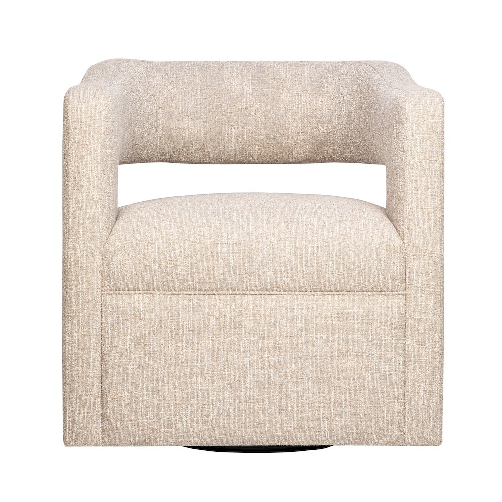 Lexy Modern Sculpted Curved Upholstered Swivel Accent Chair. Picture 1