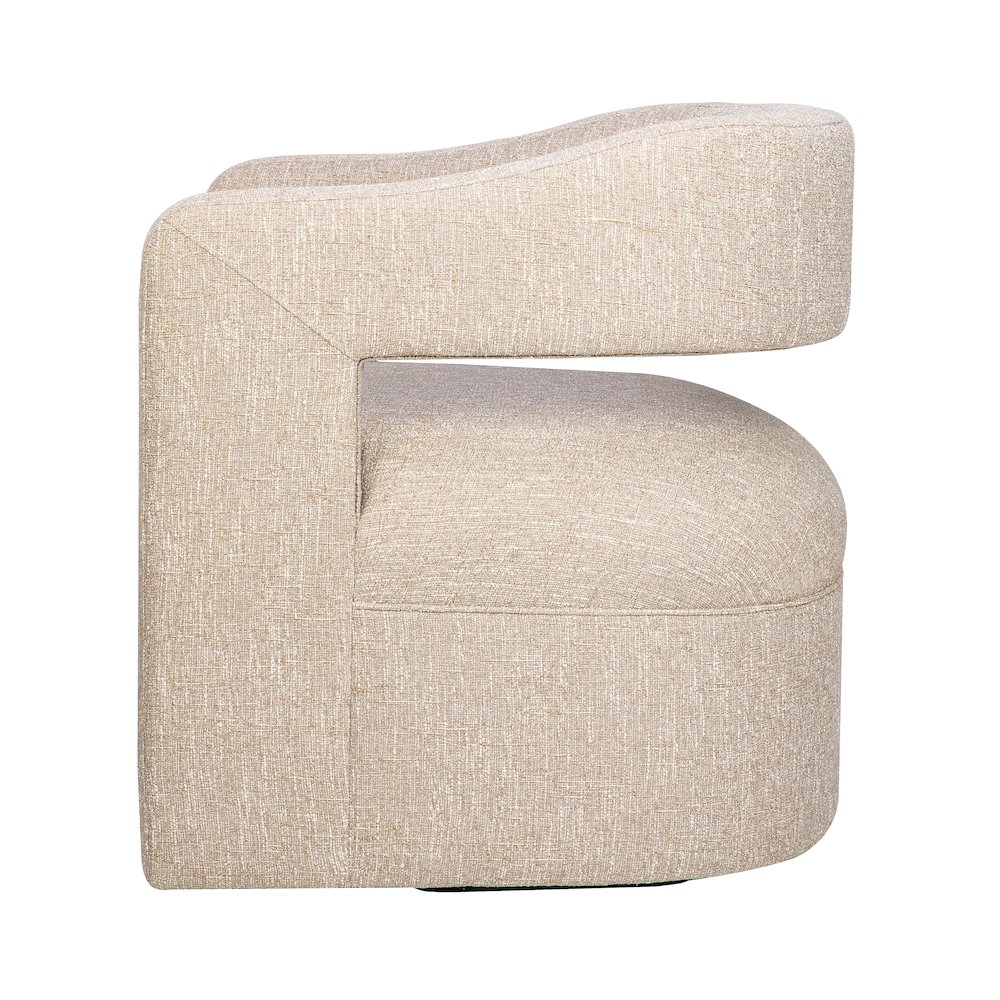 Lexy Modern Sculpted Curved Upholstered Swivel Accent Chair. Picture 4