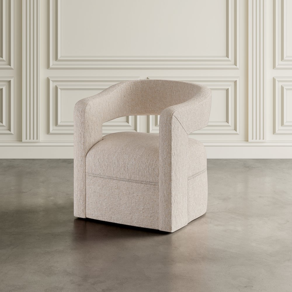 Lexy Modern Sculpted Curved Upholstered Swivel Accent Chair. Picture 9