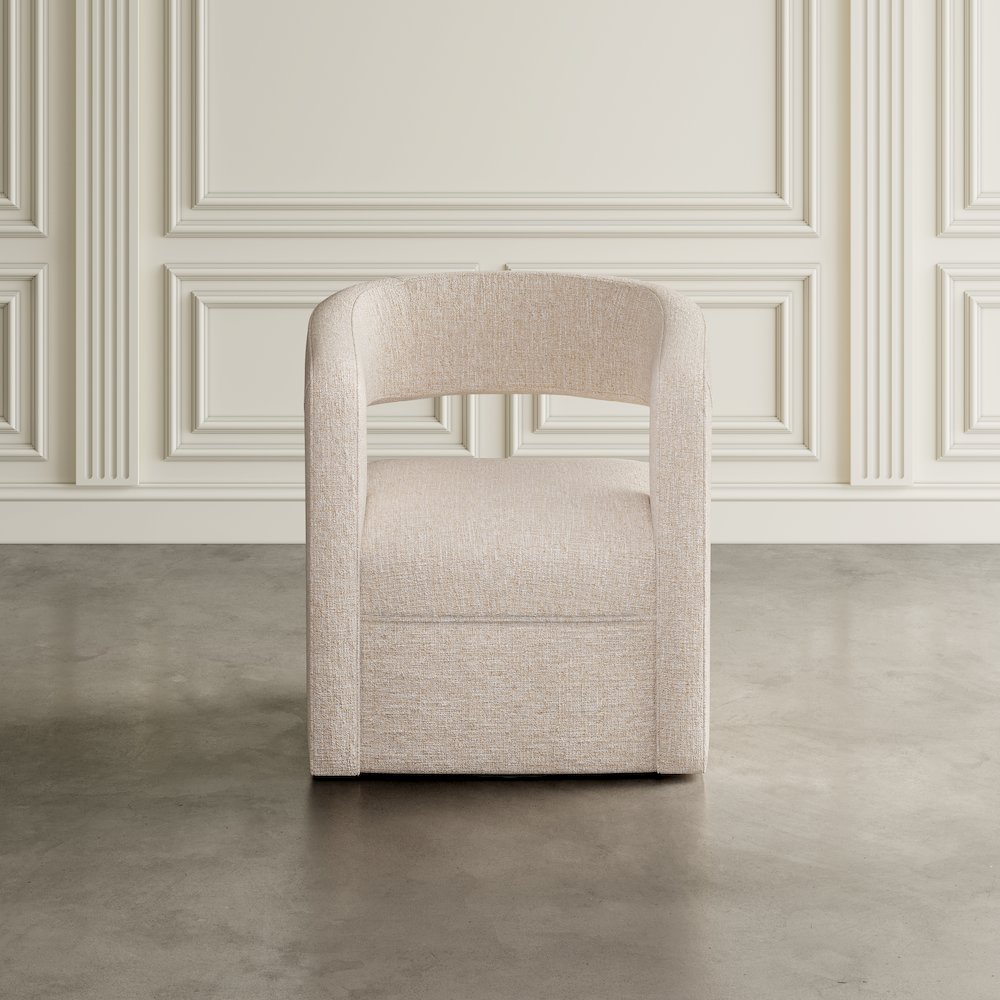 Lexy Modern Sculpted Curved Upholstered Swivel Accent Chair. Picture 8
