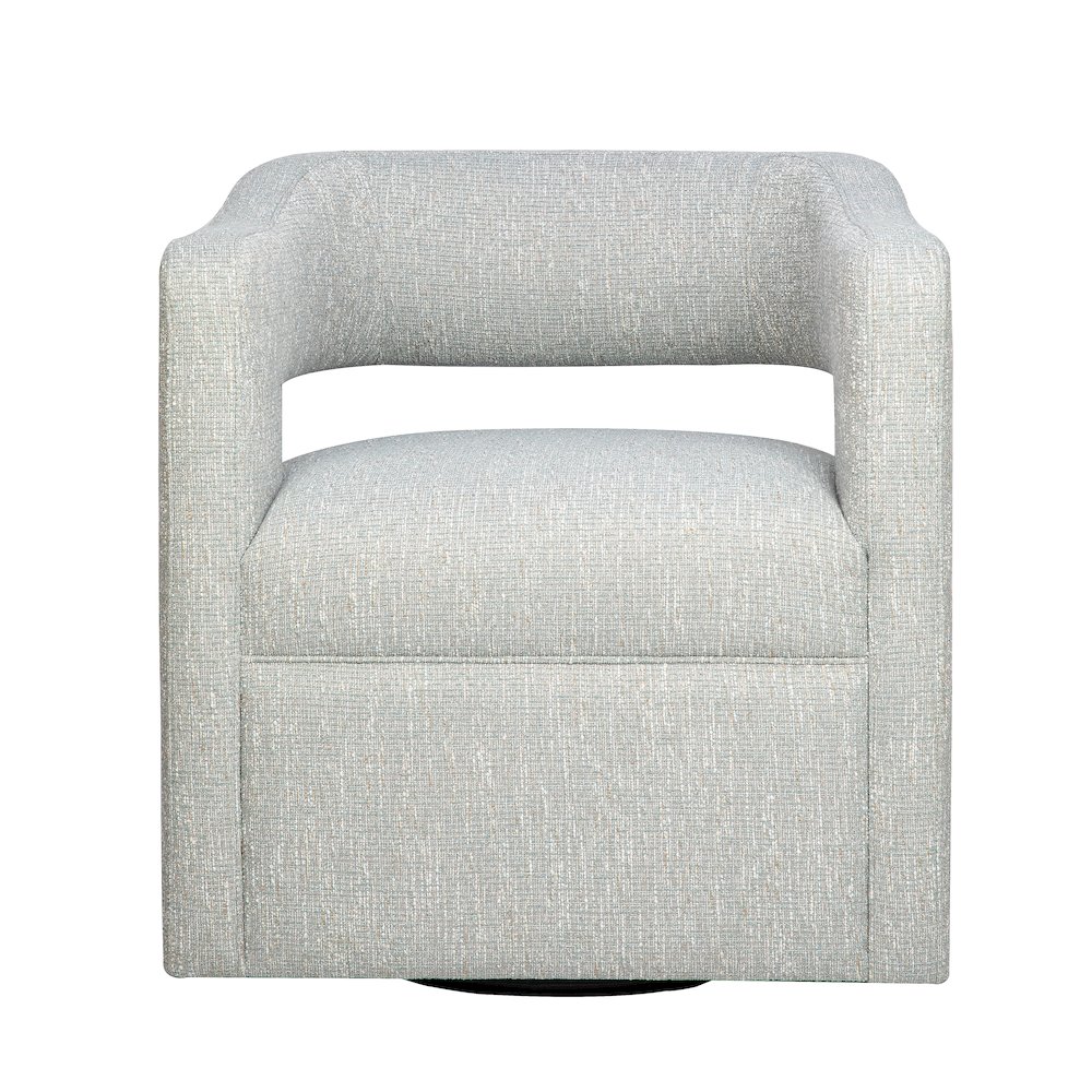 Lexy Modern Sculpted Curved Upholstered Swivel Accent Chair. Picture 1