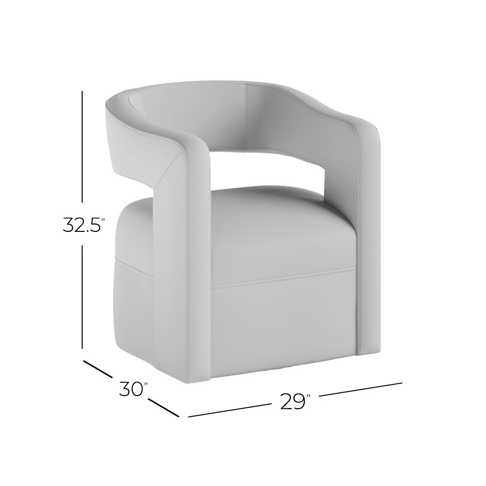 Lexy Modern Sculpted Curved Upholstered Swivel Accent Chair. Picture 6