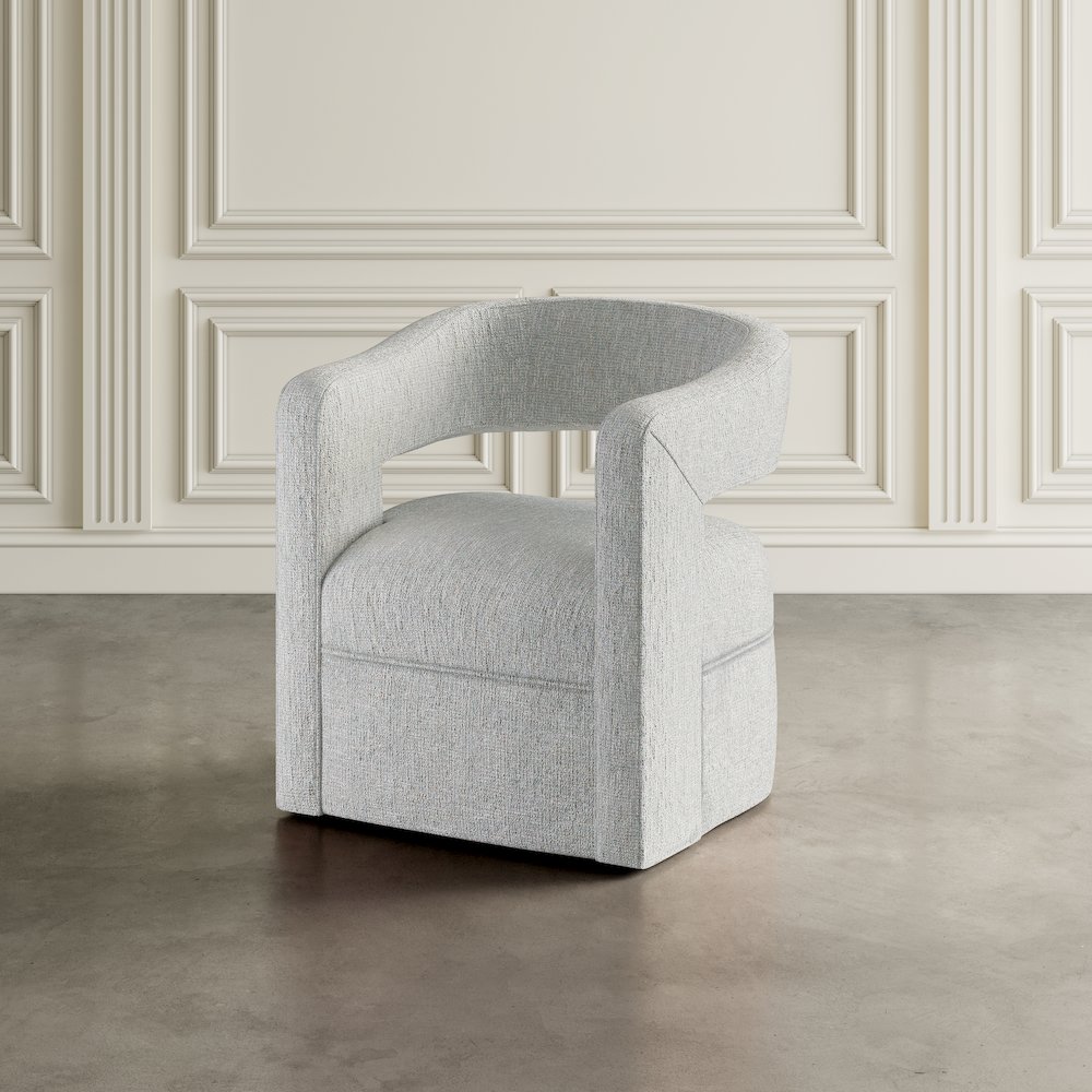 Lexy Modern Sculpted Curved Upholstered Swivel Accent Chair. Picture 9