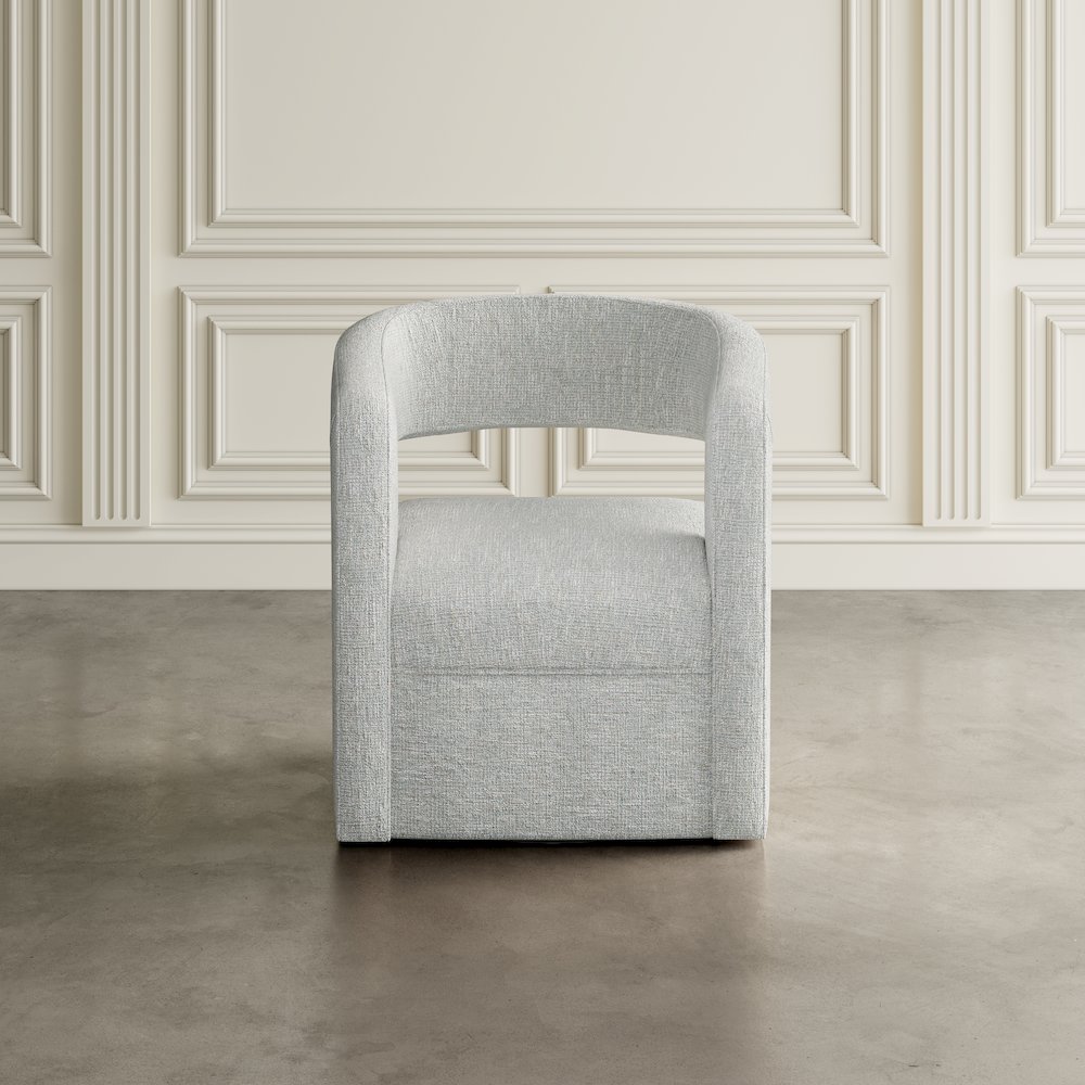 Lexy Modern Sculpted Curved Upholstered Swivel Accent Chair. Picture 8