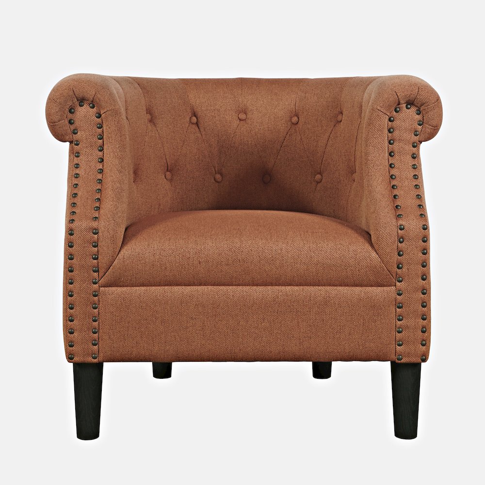 Transitional Contemporary Upholstered Barrel Curved Back Accent Chair. Picture 1
