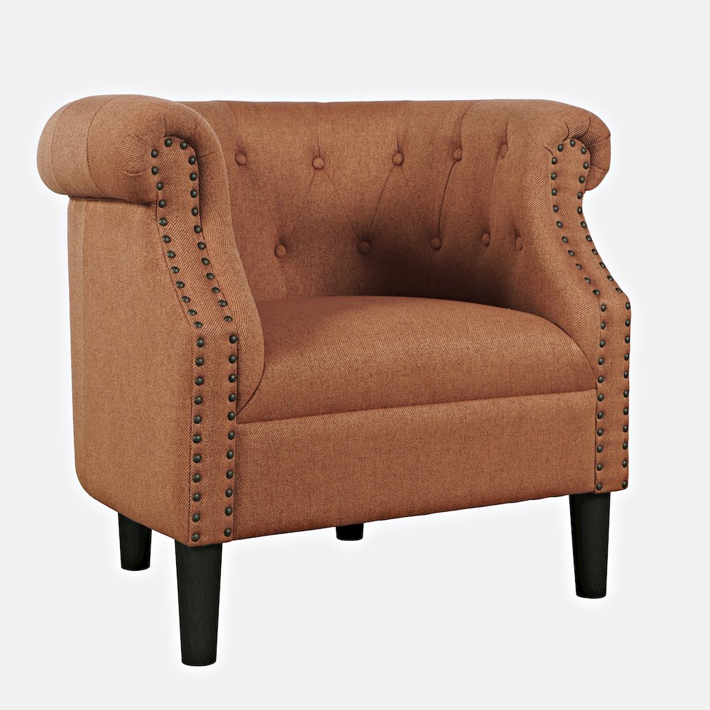 Transitional Contemporary Upholstered Barrel Curved Back Accent Chair. Picture 2