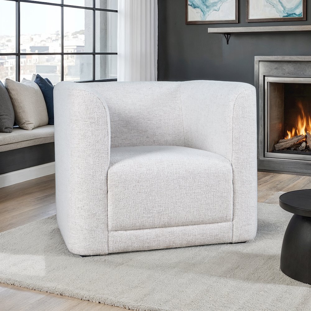 Lola Modern Contemporary Barrel Swivel Upholstered Accent Armchair. Picture 6
