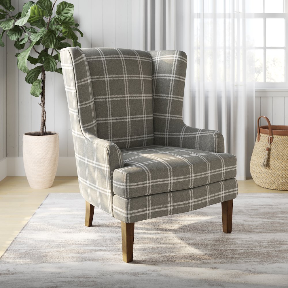 Lacroix Traditional Upholstered Wingback Accent Chair. Picture 8