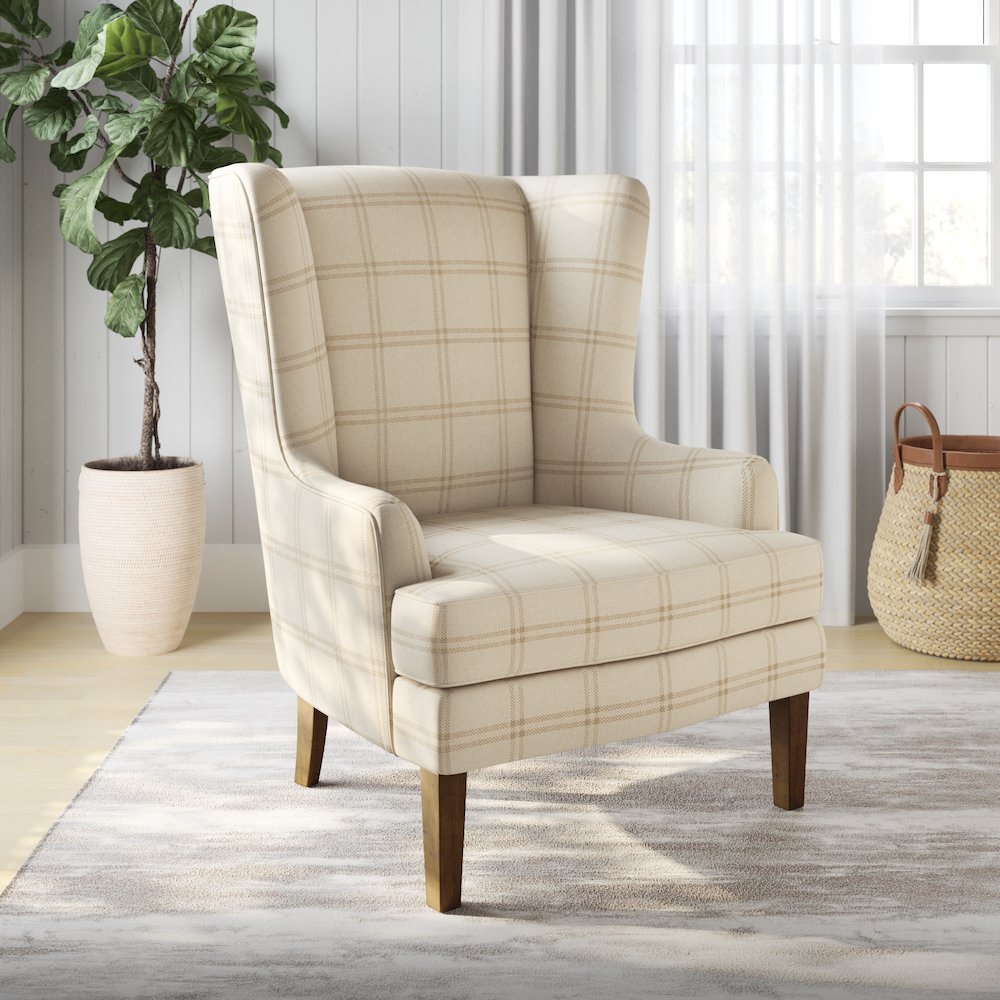 Lacroix Traditional Upholstered Wingback Accent Chair. Picture 8