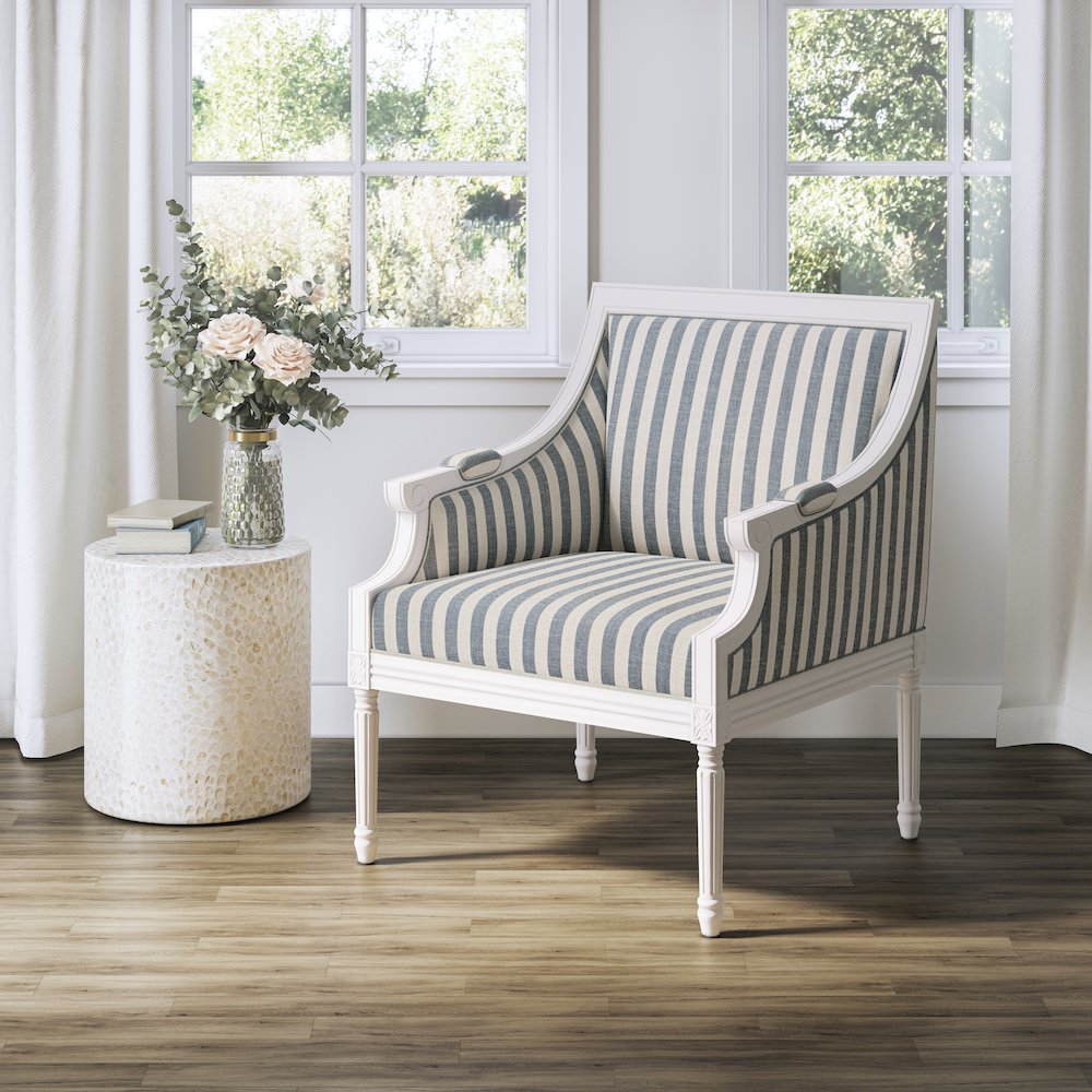 McKenna French Detailing Solid Wood Upholstered Accent Chair - KD. Picture 2