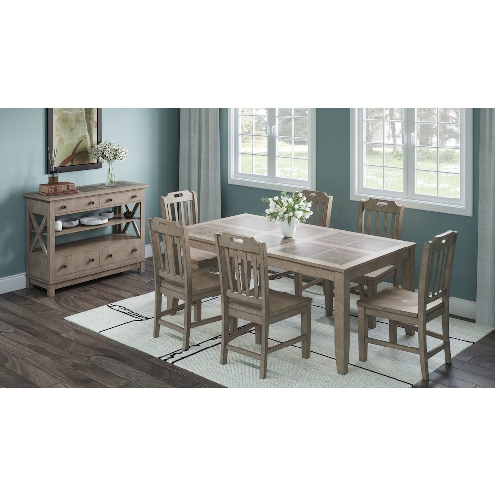 Prescott Park Modern Contemporary 74'' Extension Dining Table with Tile Inlay. Picture 5