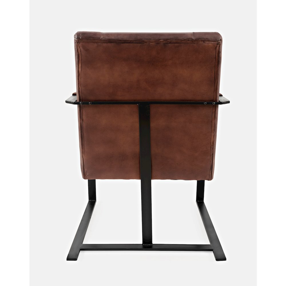 Maguire Modern Industrial Genuine Leather Sled Chair. Picture 7