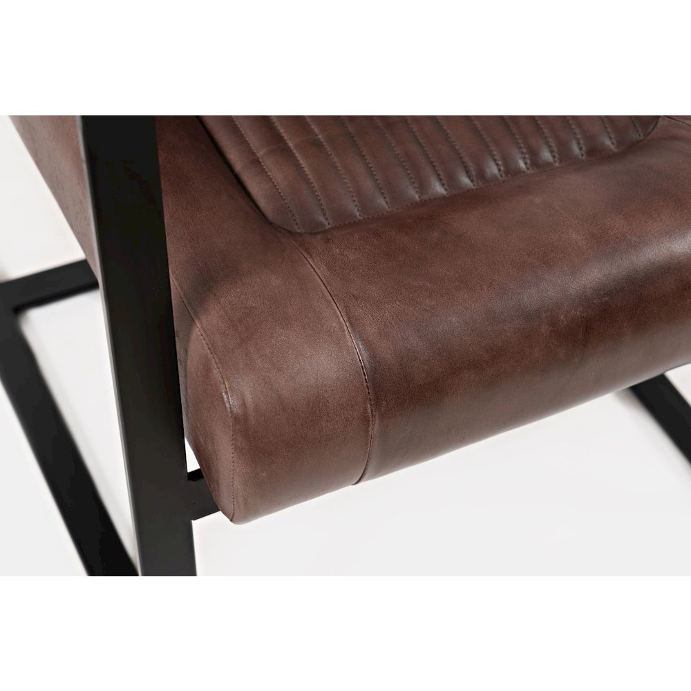 Maguire Modern Industrial Genuine Leather Sled Chair. Picture 5