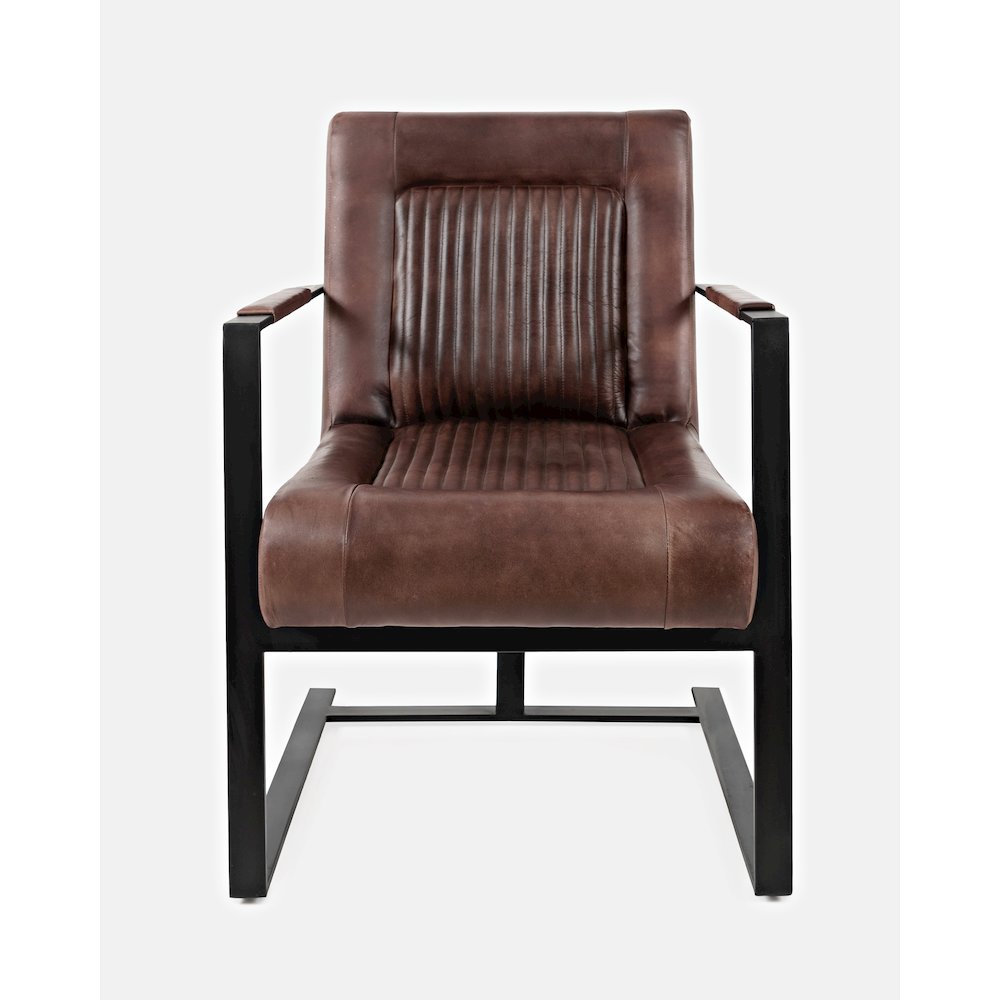Maguire Modern Industrial Genuine Leather Sled Chair. Picture 1