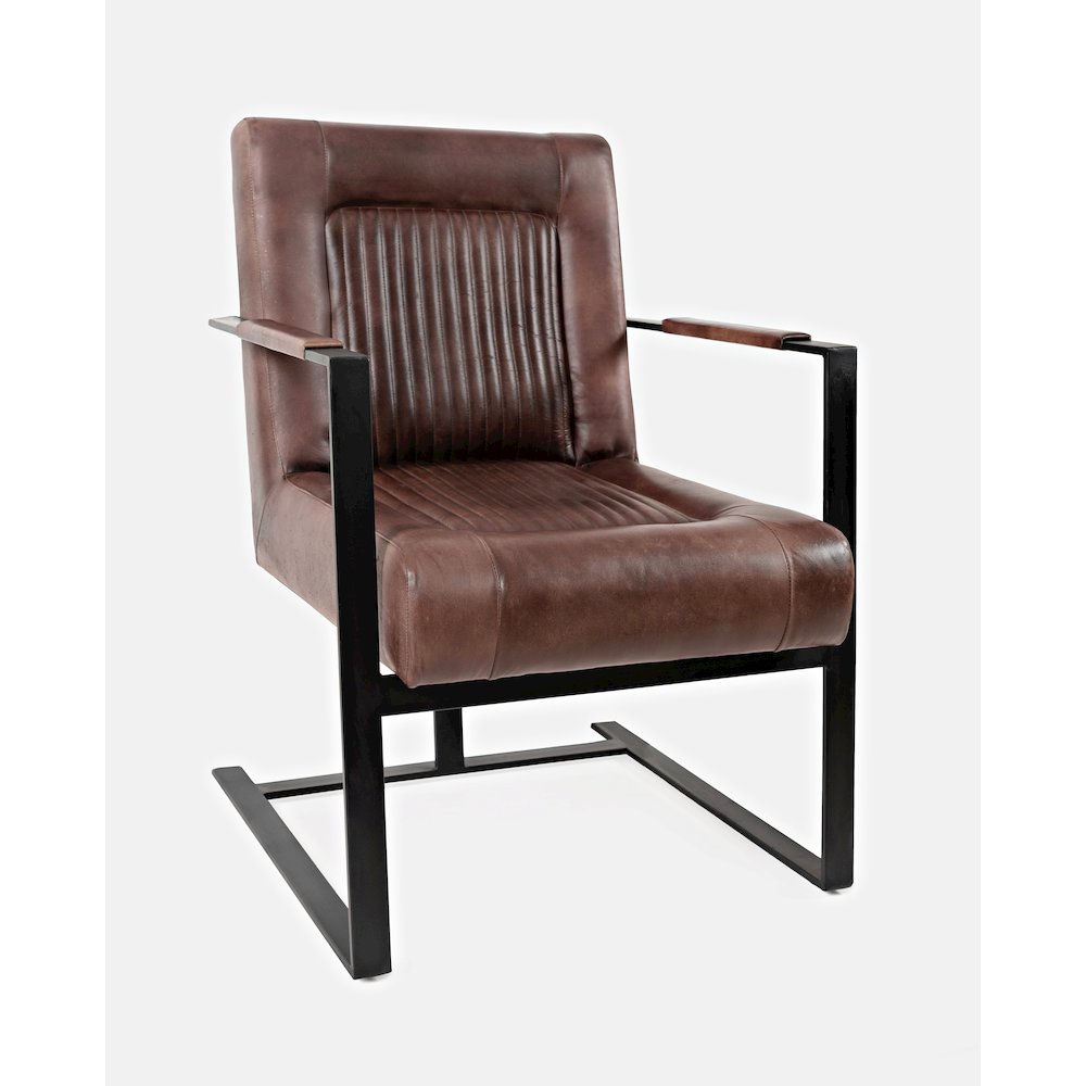 Maguire Modern Industrial Genuine Leather Sled Chair. Picture 3
