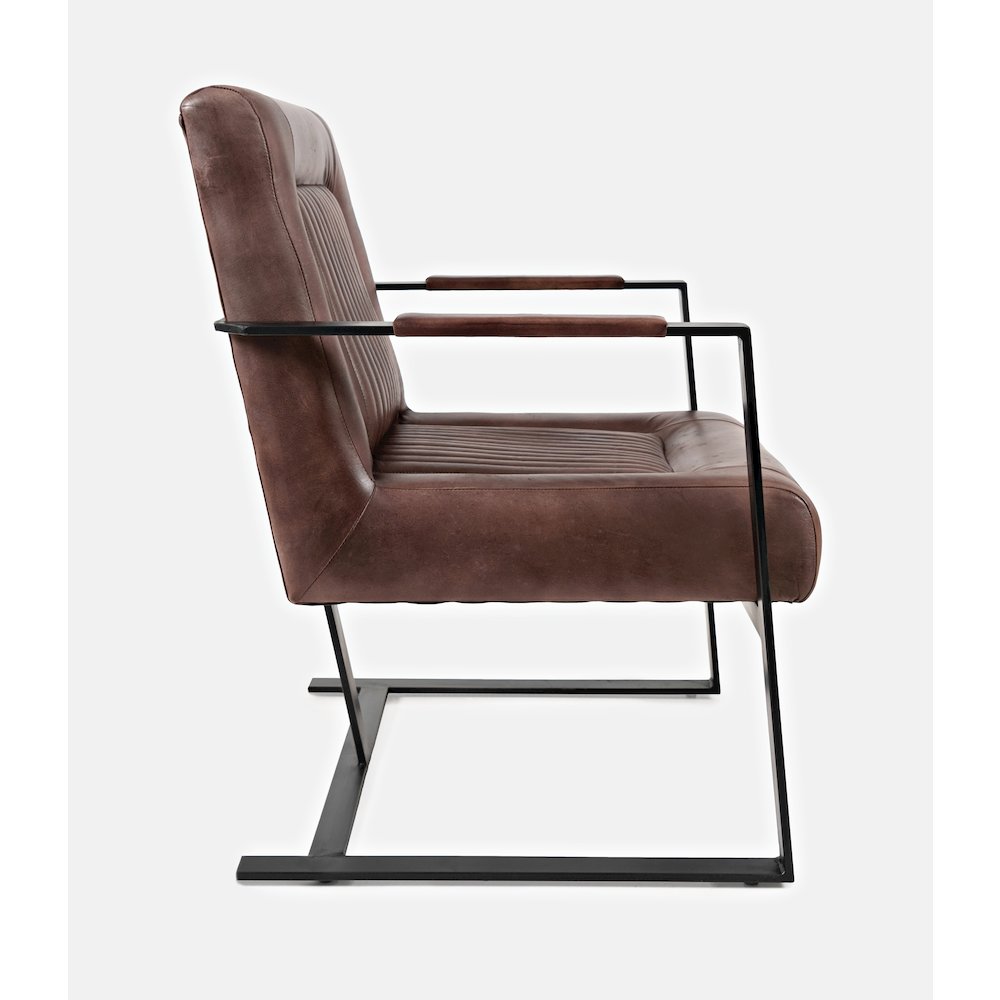 Maguire Modern Industrial Genuine Leather Sled Chair. Picture 6